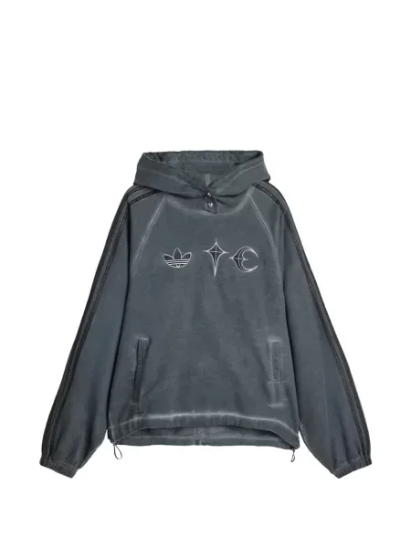 Hanorac Adidas cu broderie cu dungi alergare gri