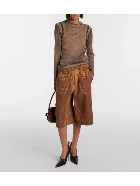 Pantaloni scurți Acne Studios cu imagine maro