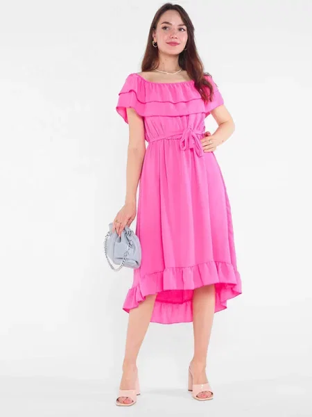 Rochie Resti cu volane fucsie
