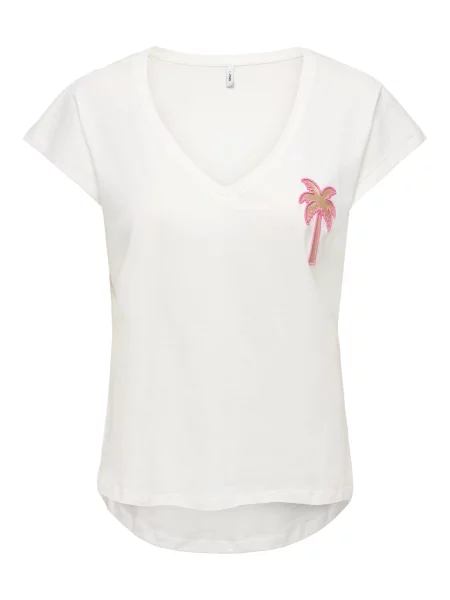 ONLY Tricou ONLIMELDA auriu / roz deschis alb