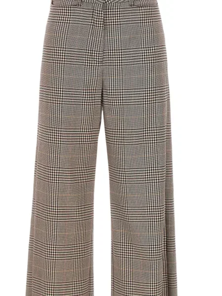 Pantaloni Marella în carouri maro