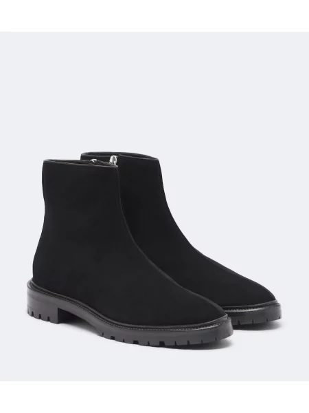 Cizme scurte The Row din piele de căprioară negru