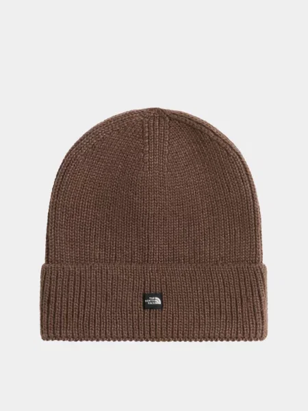 Шапка The North Face с лого коричневая