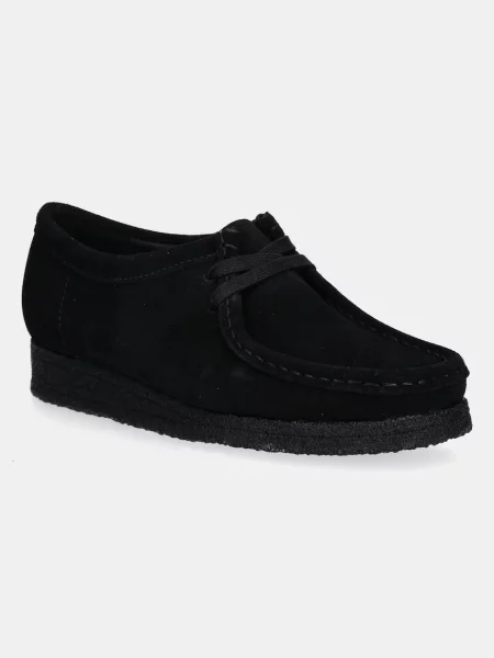 Clarks Originals mocasini din piele intoarsa femei cu plat negru