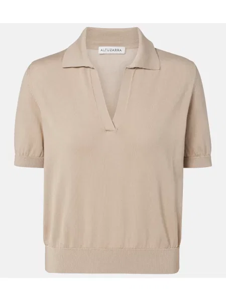 Tricou polo Altuzarra de mătase bej