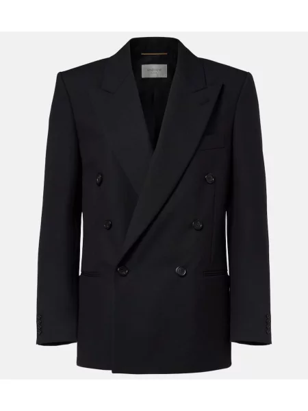 Marynarka Saint Laurent wełniana dwurzędowa czarna