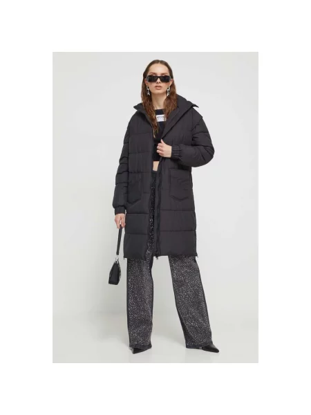 Lniana parka Moschino czarna