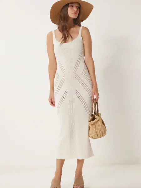 Happiness İstanbul Rochie tricotat crem