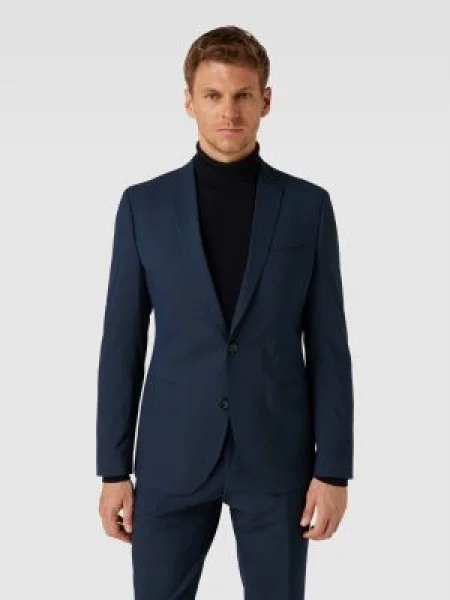 Marynarka zapinana na dwa z mieszanki z kołnierzem z połami model ‘Ultimate’ S.oliver Black Label granatowa