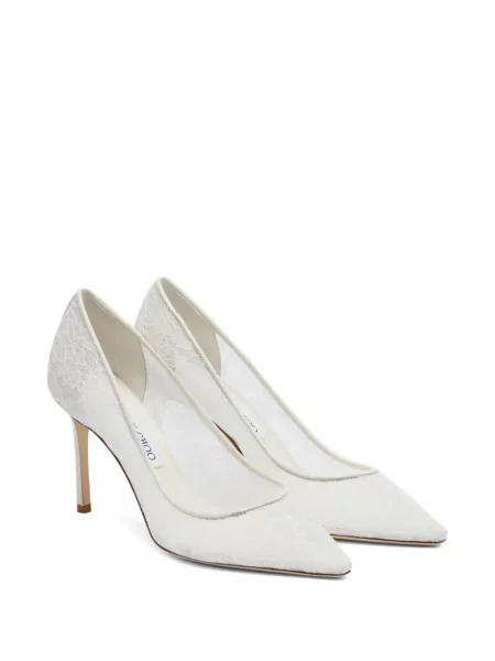 Pantofi cu toc Jimmy Choo din dantelă alb