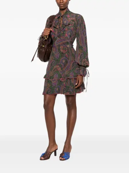 Rochie mini Etro cu imagine cu model paisley verde