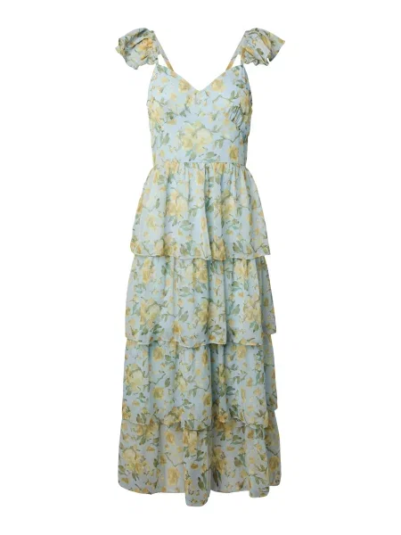 YAS Rochie de vară pastel / galben pastel / verde închis albastru