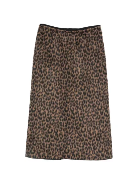 Fustă midi Alysi cu imagine cu model leopard maro