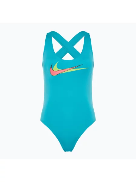 Дамски бански костюм от една част Nike Multi Logo Crossback dusty cactus синьо
