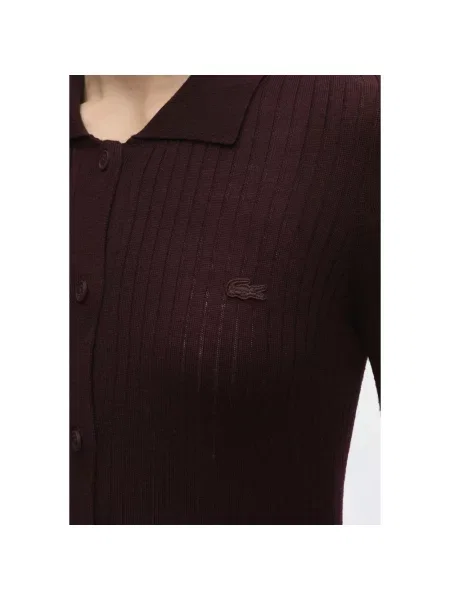Sukienka Lacoste z wełny merino brązowa