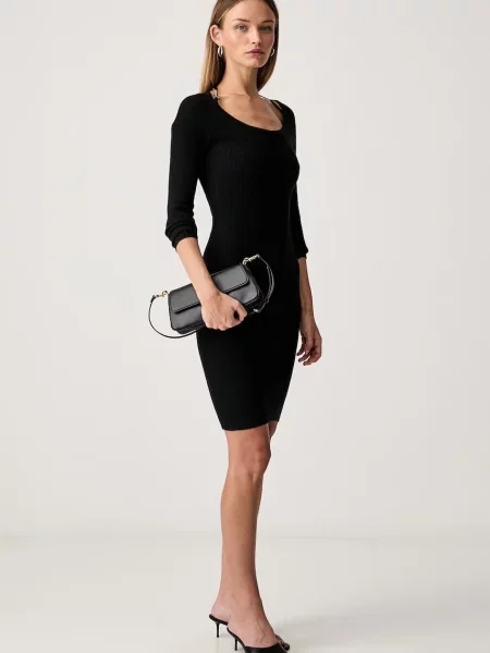 Guess rochie bodycon cu vâscoză MEGHAN negru