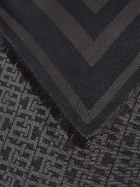 Szal ze wzorem z logo Tommy Hilfiger czarna