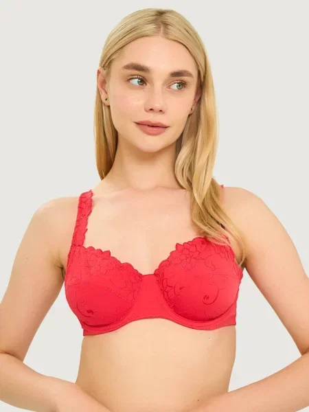 Однотонный бюстгальтер с вышивкой білий