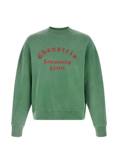 Hanorac crewneck Willy Chavarria cu decolteu rotund verde