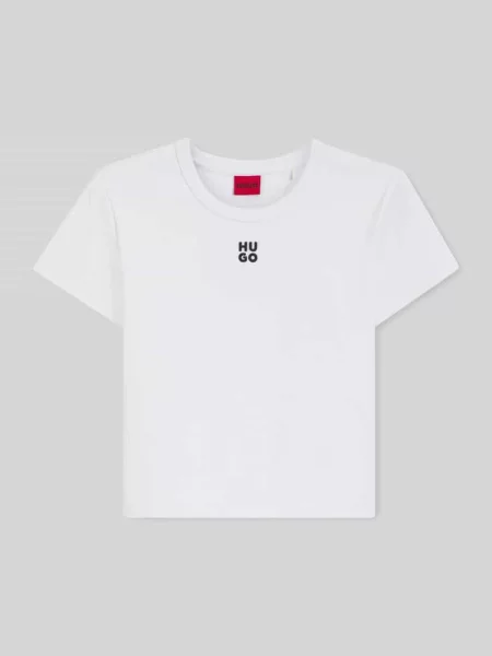 T-shirt o kroju slim fit z mieszanki bawełny model DELANOR' Hugo biała