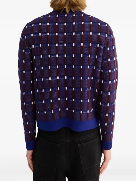 Pulover Jil Sander în carouri violet