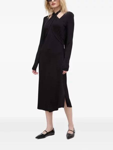 Rochie maxi Bruuns Bazaar cu gât halter lungă de costum negru