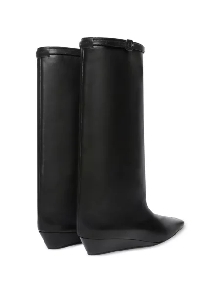 Botine Courreges cu vârf pătrat negru