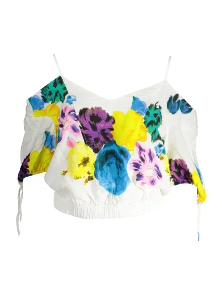 Koszulka Desigual na ramiączkach elegancka z krótkim rękawem biała