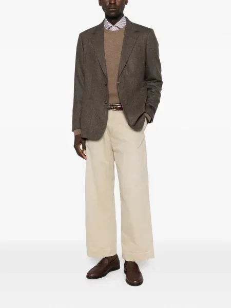 Costum Gant cu model herringbone maro