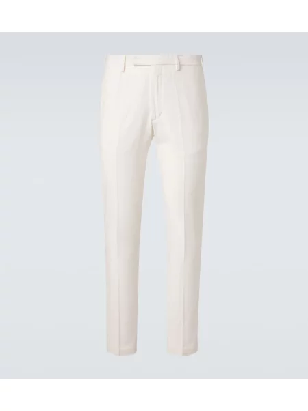 Pantaloni chino Thom Sweeney din țesătură twill alb