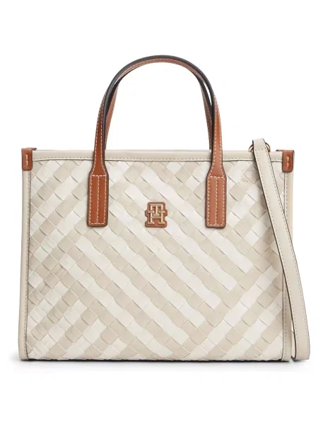 Tommy Hilfiger Kabelka Th City Mini Tote Béžová biela