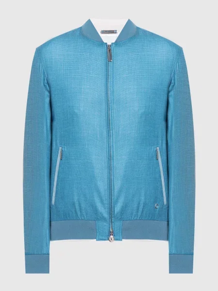 Шелковый бомбер Stefano Ricci голубой