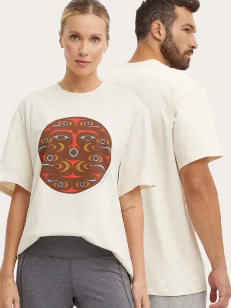 Тениска Fjallraven Kanken Art с принт бежово