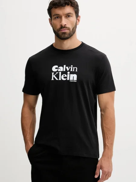 Тениска Calvin Klein с принт черно