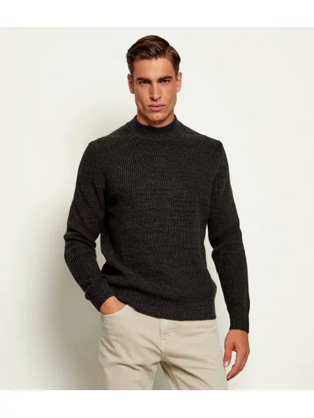 Pulover Joop! Jeans de lână cu guler înalt negru