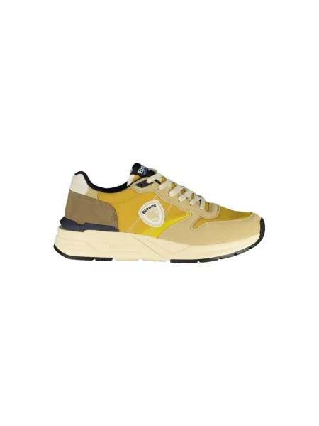 Lniane sneakersy Blauer z logo beżowe