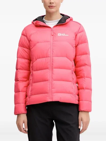 Geacă cu puf Jack Wolfskin cu glugă roz