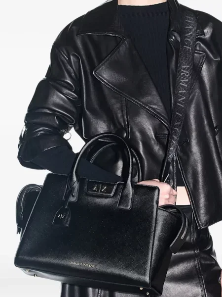 Geantă shopper Armani Exchange cu autograf negru