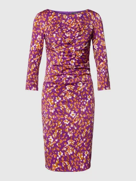 Sukienka o długości do kolan ze wzorem na całej powierzchni Montego fioletowa