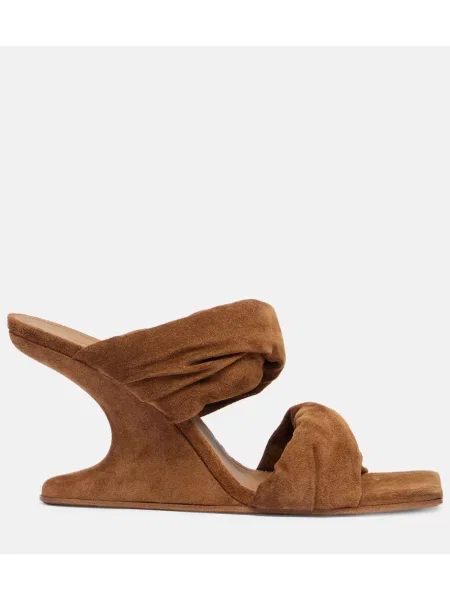 Papuci tip mules Rick Owens din piele de căprioară maro
