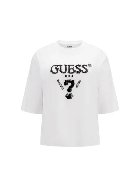 GUESS Majica AURELIE crna bijela