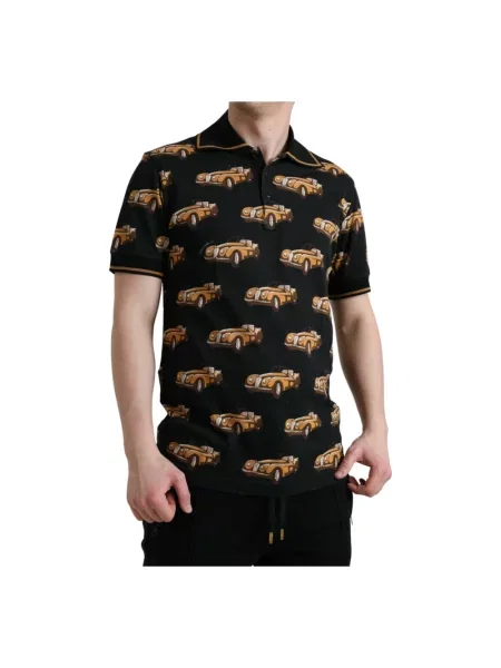 Koszulka polo Dolce And Gabbana z nadrukiem z krótkim rękawem czarna