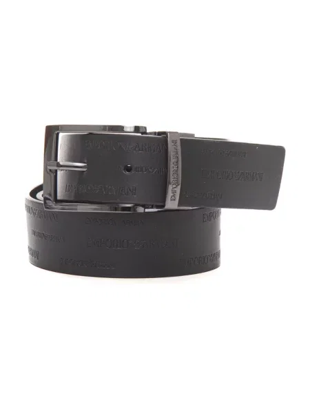 Pasek Emporio Armani skórzany z logo dwustronny czarny