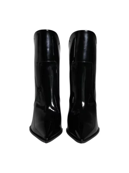 Lakierowane botki Dolce And Gabbana z logo czarne