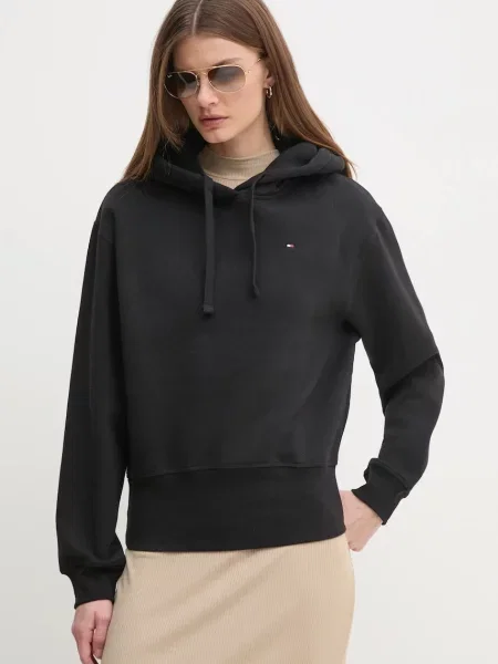 Tommy Hilfiger bluza z kapturem gładka czarny
