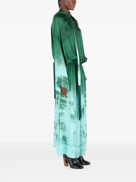 Rochie Roberto Cavalli de mătase de costum verde