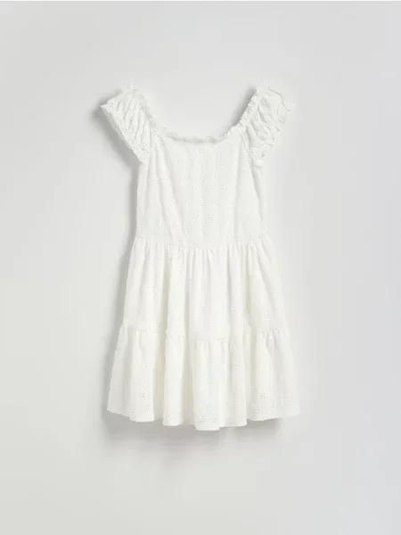 Reserved Ażurowa sukienka mini biały