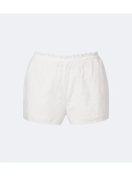 Pantaloni scurți Posse cu broderie din poplin alb