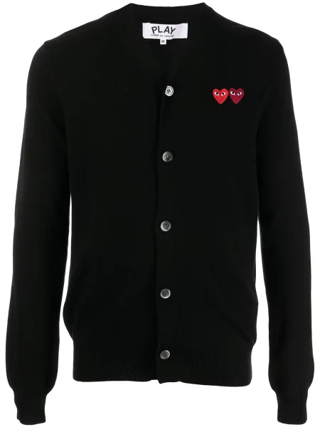 Cardigan Comme Des Garcons Play cu motiv cu inimi negru