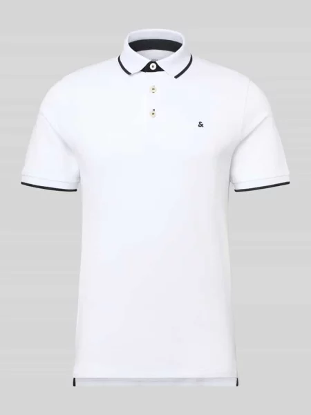 Koszulka polo o kroju regular fit z wyhaftowanym logo model ‘PAULOS’ Jack & Jones białe